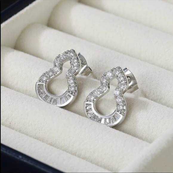New 925 Silver Unique  Dazzling Diamond Earrings - Picture 4 of 5